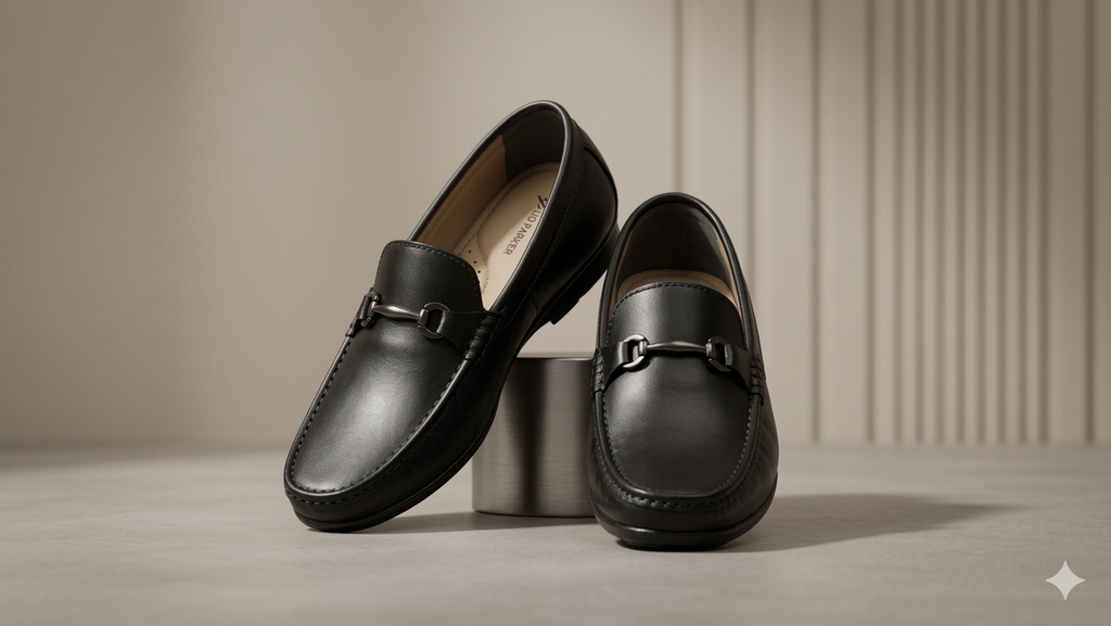 Black leather shoes