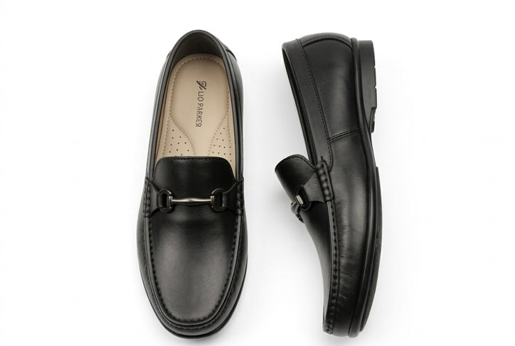 Black leather shoes