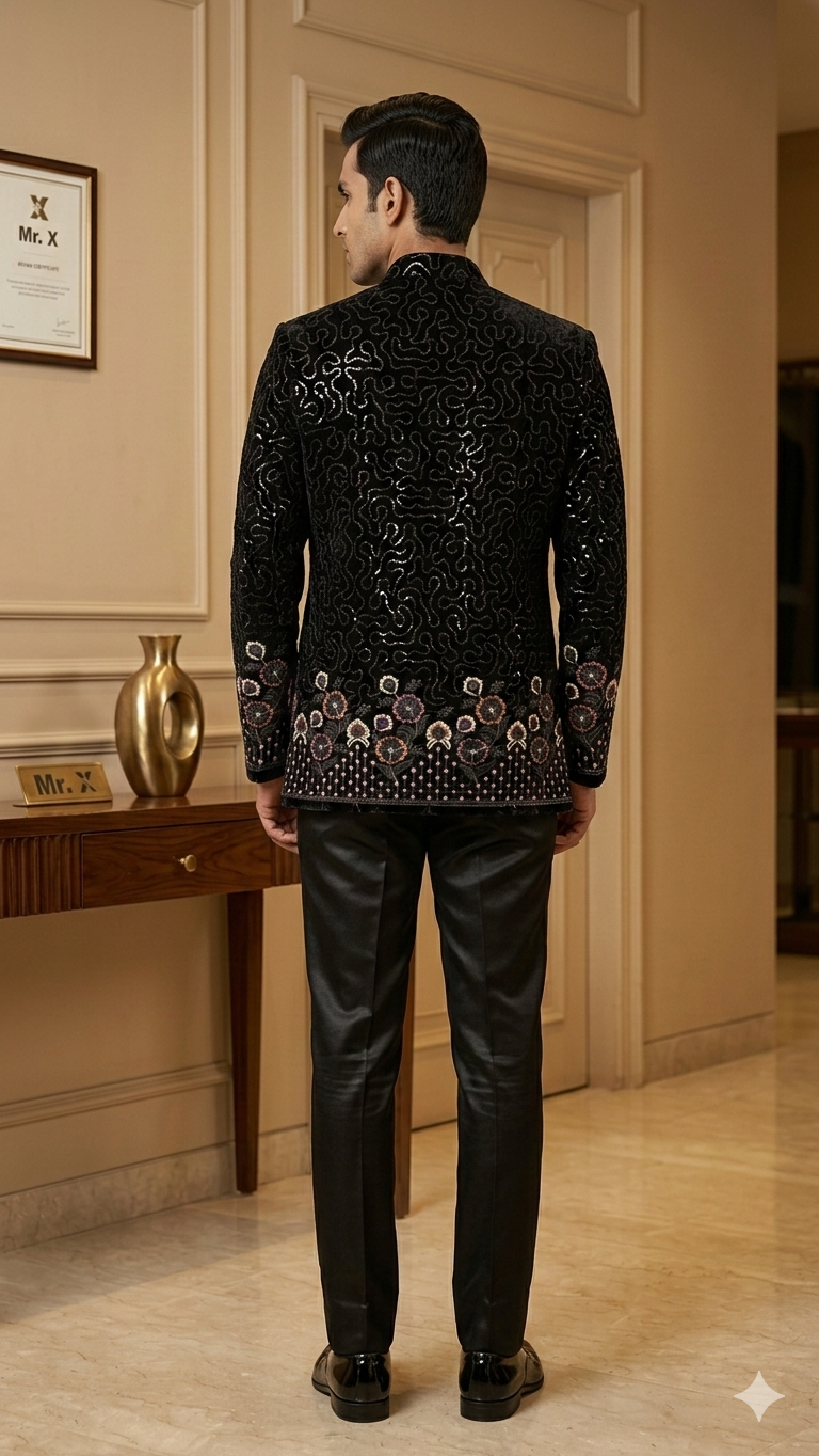 The Onyx Floral Open Jodhpuri 3-Piece Set