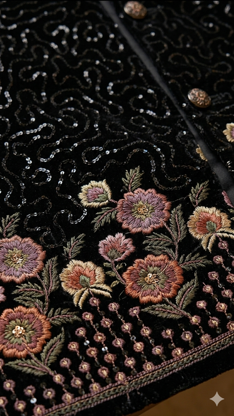 The Onyx Floral Open Jodhpuri 3-Piece Set