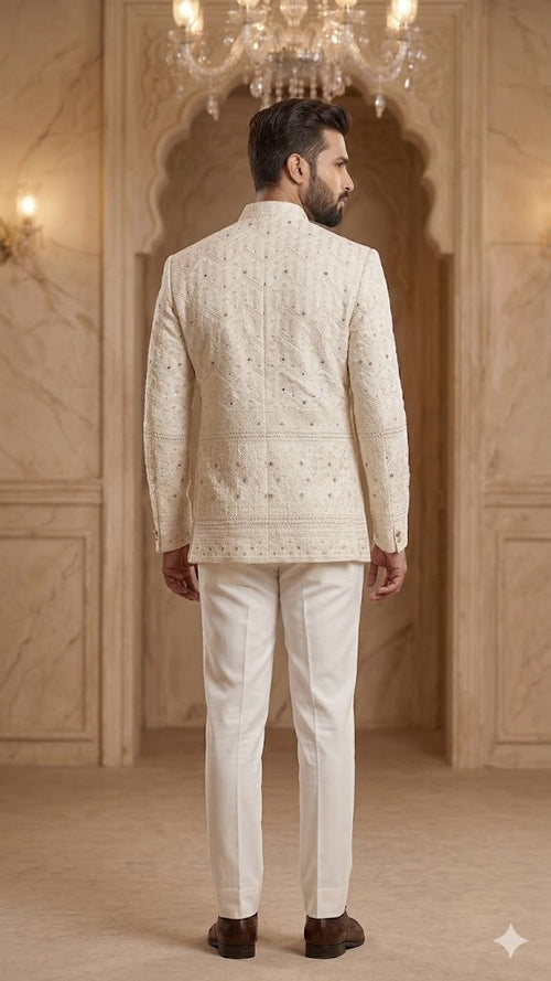 Cream Daman Jodhpuri