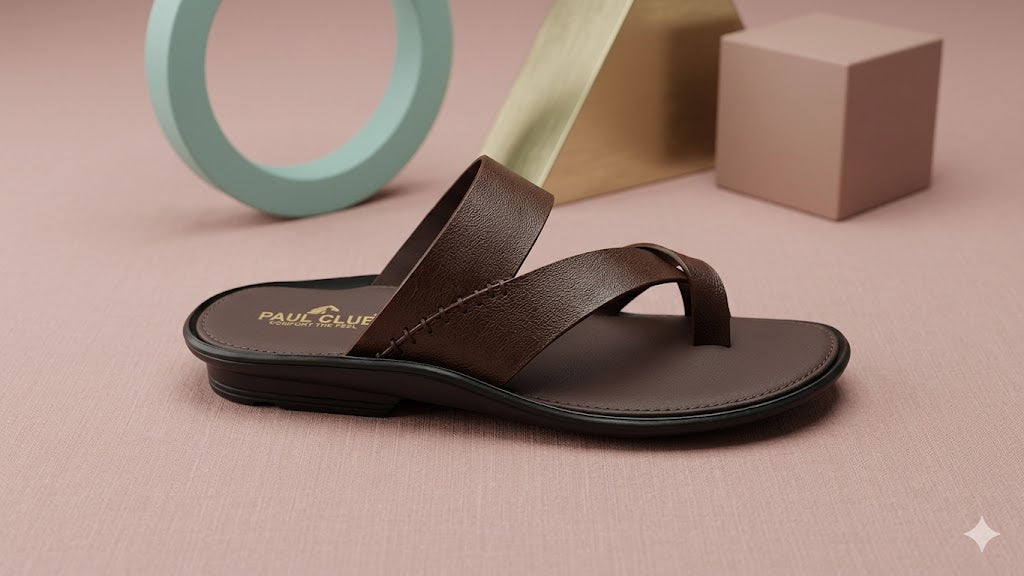 Heritage Cross-Toe Leather Sandals - brown