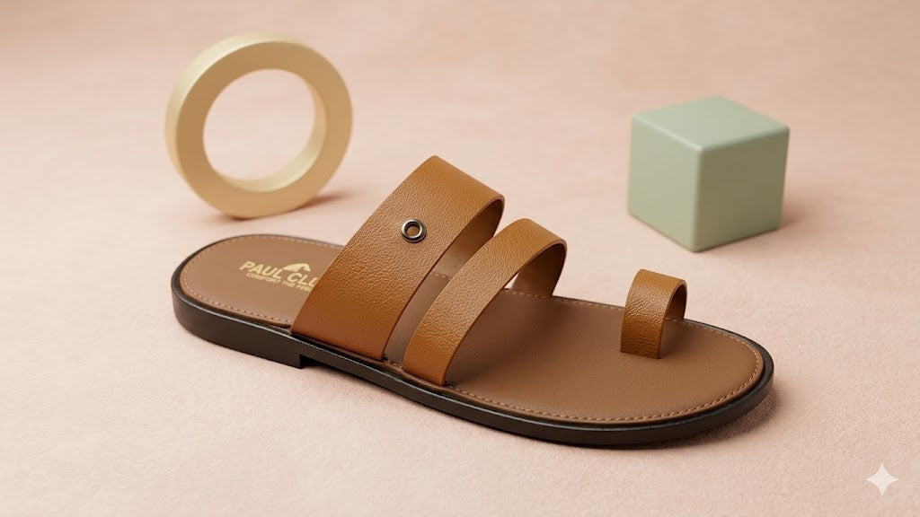 Urban Nomad Leather Slides – Tan