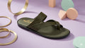 Heritage Cross-Toe Leather Sandals - olive green